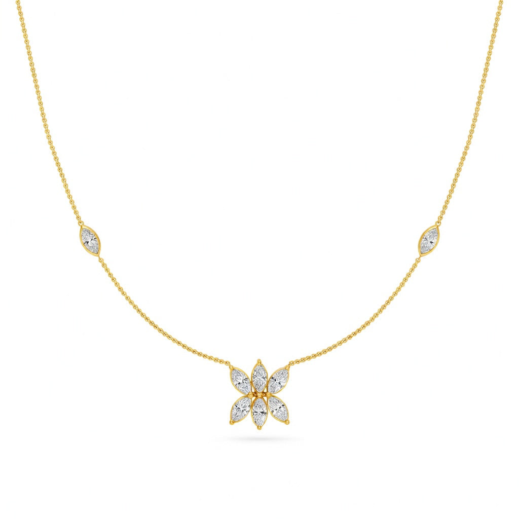 1.25 Ct Marquise Cut Diamond Chain Necklace VS1 D-F White Gold 14k