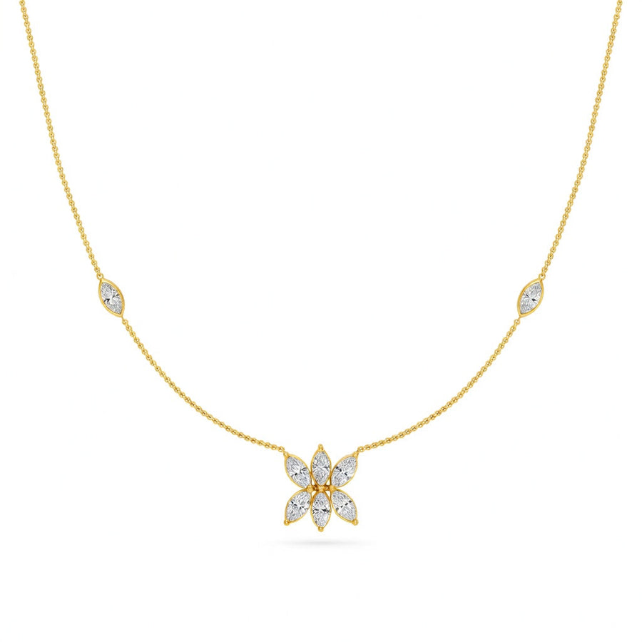 1.25 Ct Marquise Cut Diamond Chain Necklace VS1 D-F White Gold 14k
