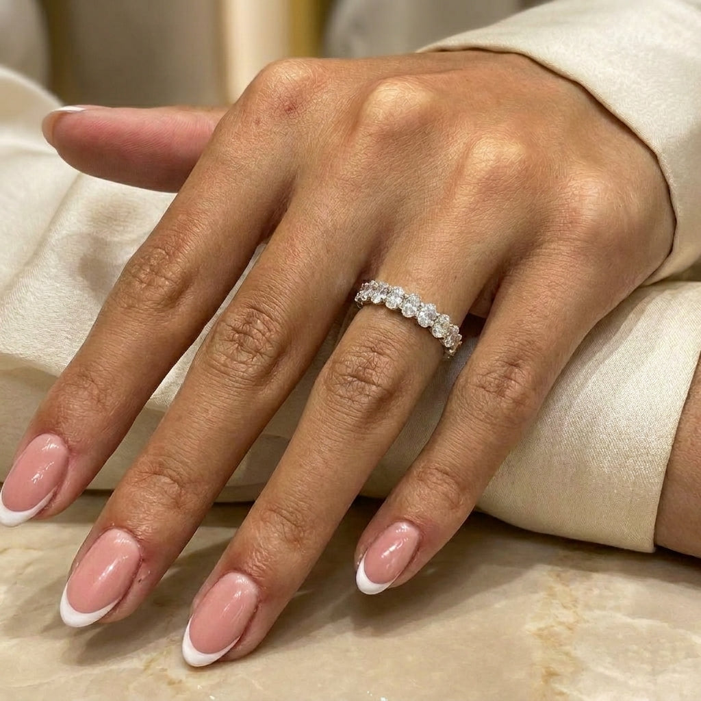 1.09 CT Lab-Grown Diamond Half Eternity Ring in 14K White Gold (D–F / VS1–VS2)