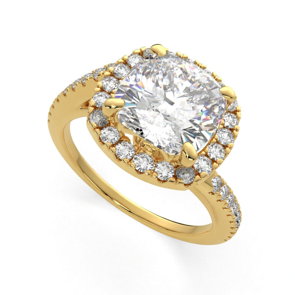 Paloma 2.35 Carat Cushion Cut Pave Halo Engagement Ring