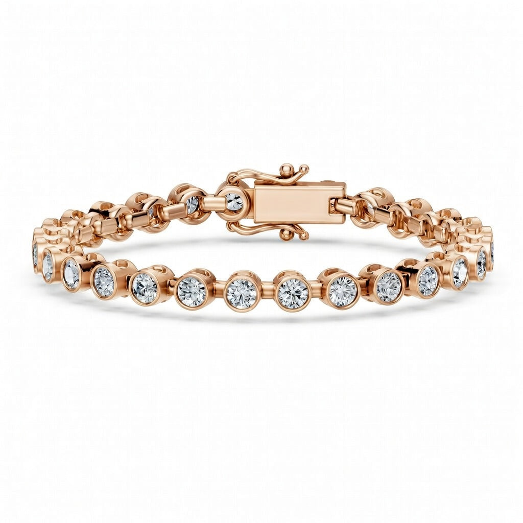 8.13 Carat Round Cut Diamond Tennis Bracelet VS1 D F White Gold 14k