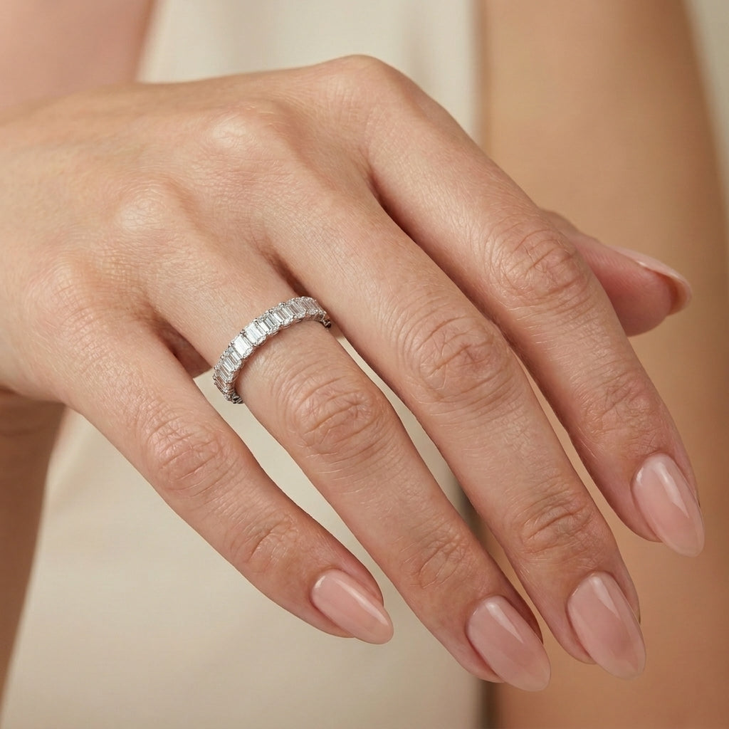 1.00 CT Lab-Grown Diamond Stackable Fashion Ring in 14K White Gold (D–F / VS1–VS2)