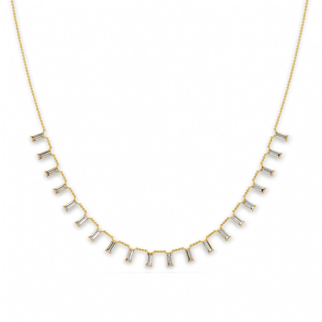 2.2 Ct Baguette Cut Diamond Chain Necklace VS1 D-F White Gold 14k
