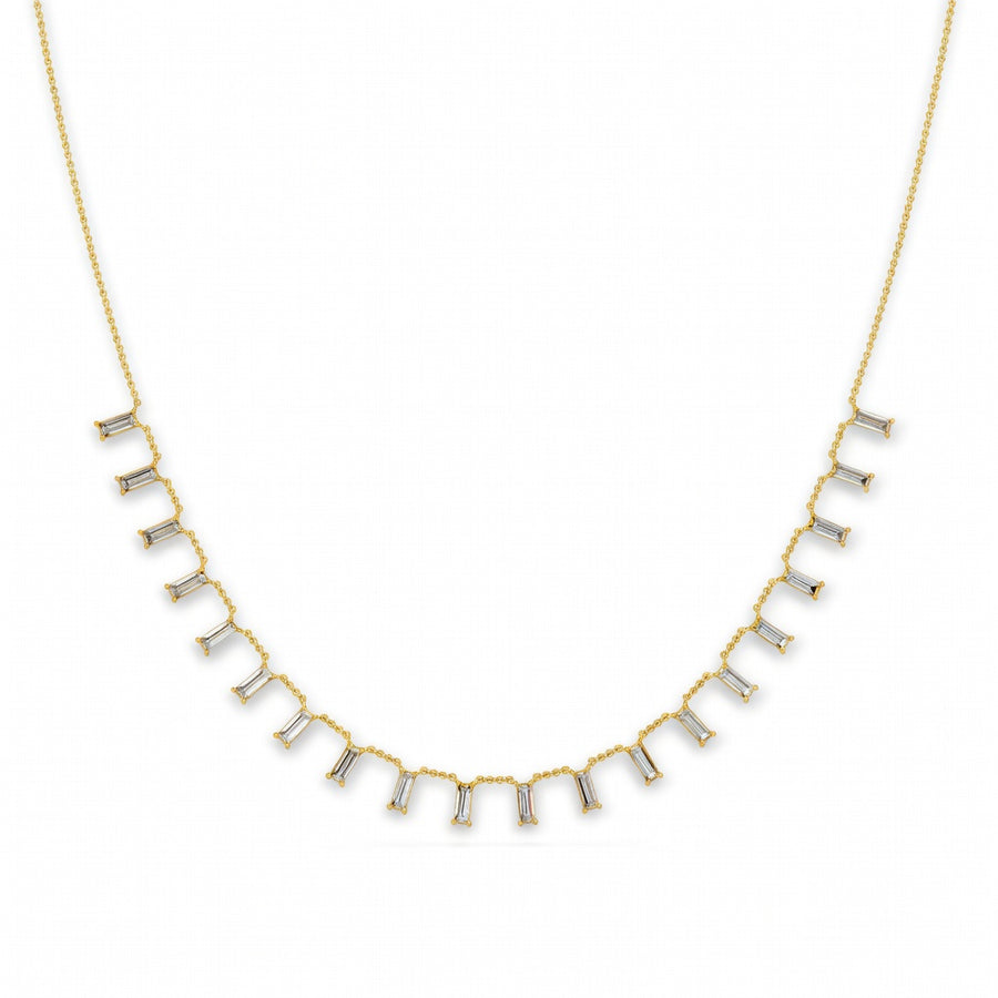 2.2 Ct Baguette Cut Diamond Chain Necklace VS1 D-F White Gold 14k