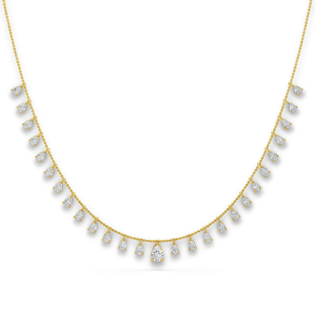 2.6 Ct Pear Cut Diamond Chain Necklace VS1 D-F White Gold 14k