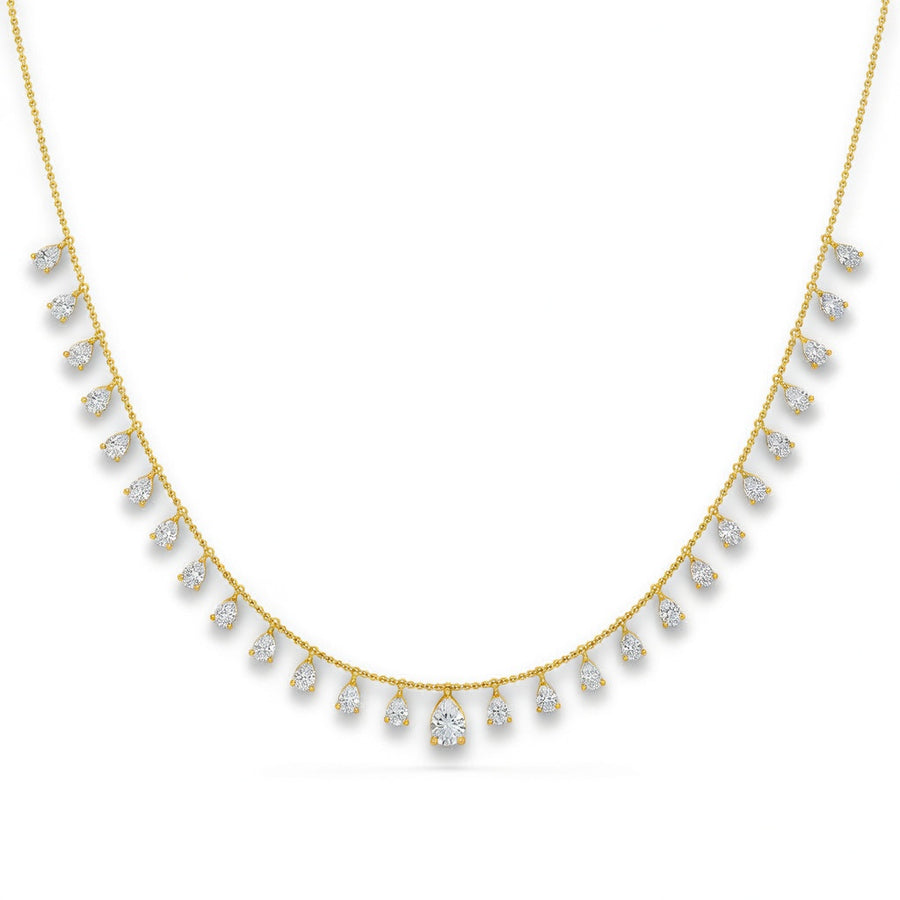 2.6 Ct Pear Cut Diamond Chain Necklace VS1 D-F White Gold 14k