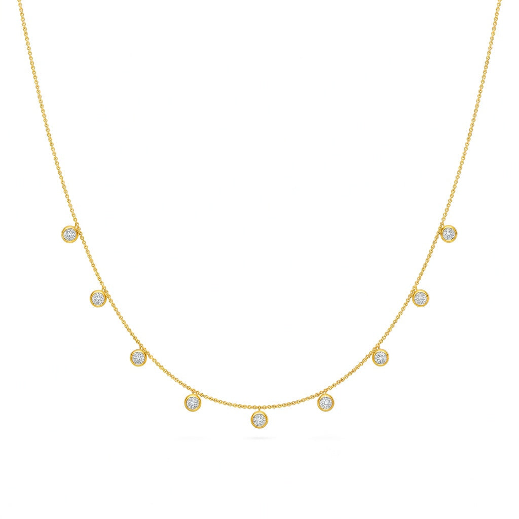 0.9 Ct Round Cut Diamond Chain Necklace VS1 D-F White Gold 14k