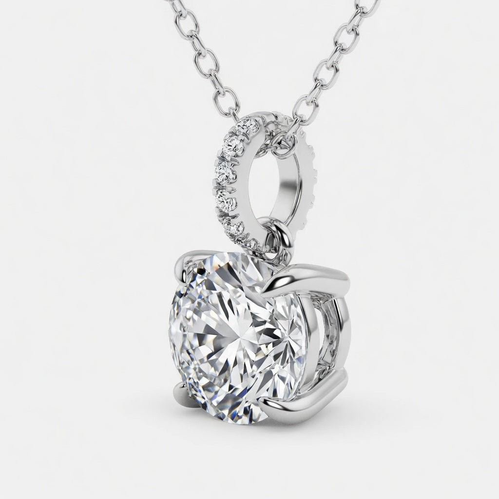 1.50 CTW Round Lab-Grown Diamond Hidden Halo Pendant with Diamond Bail (D–F / VS1–VS2, IGI Certified)