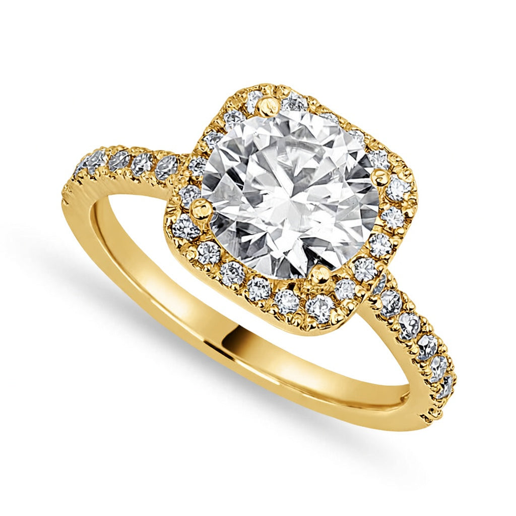 Amelie 2.7 ct Lab Grown Round Cut Pave Halo Diamond Engagement Ring