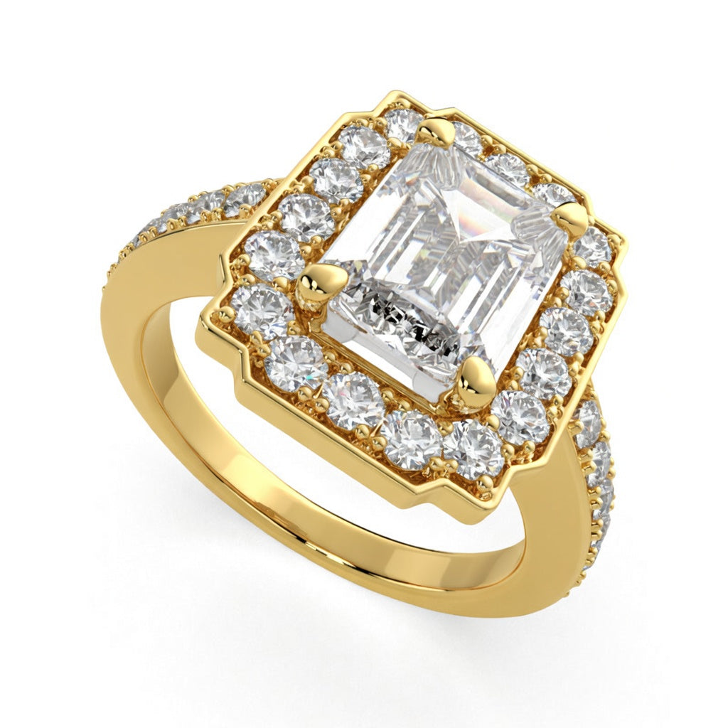 Amalia 2.5 Carat Radiant Cut Halo Pave Engagement Ring