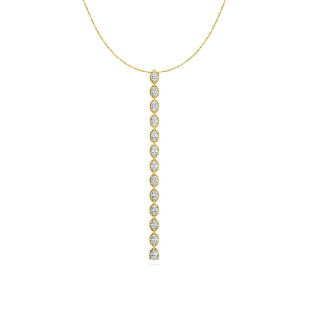 2.3 Ct Pear Marquise Cut Diamond Lariat Necklace VS1 D-F White Gold 14k