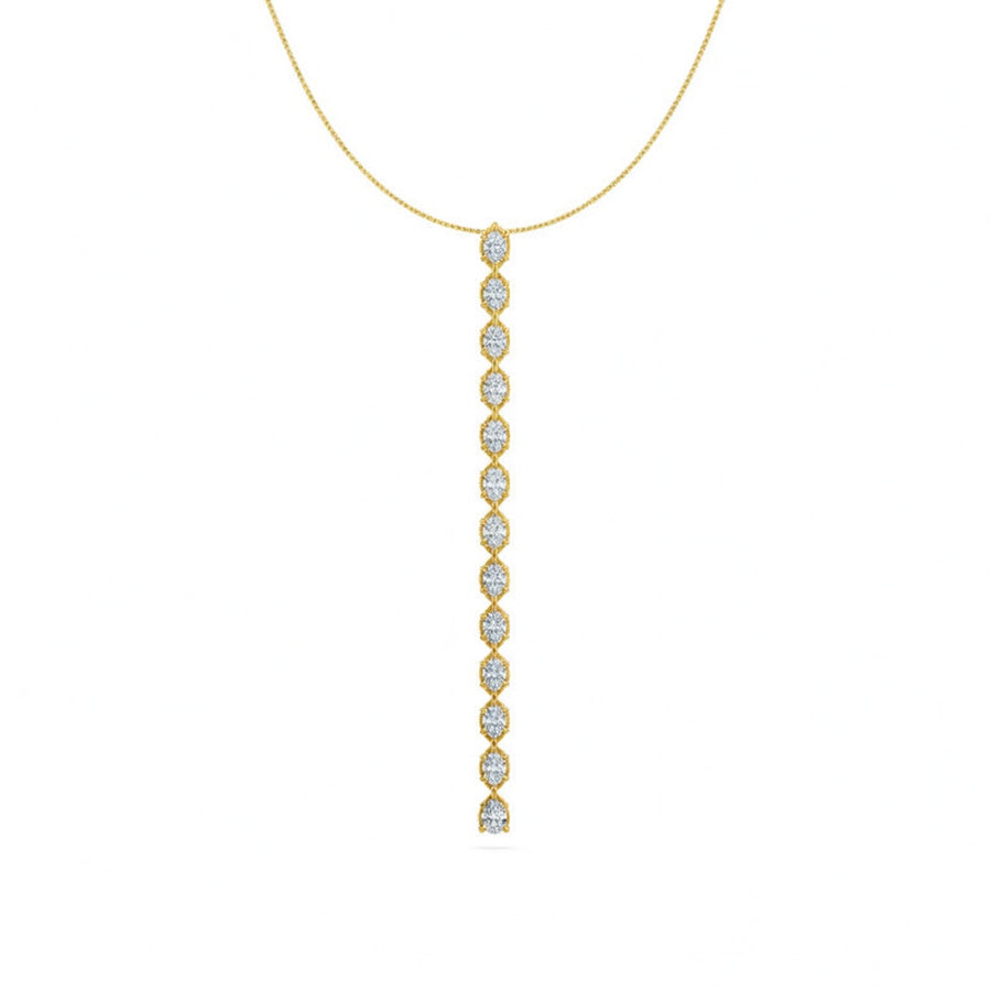2.3 Ct Pear Marquise Cut Diamond Lariat Necklace VS1 D-F White Gold 14k