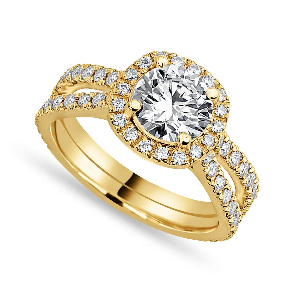 Serena 2.24 ct Lab Grown Round Cut Halo Double Row Diamond Engagement Ring