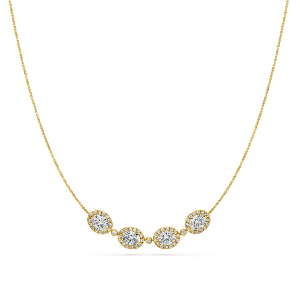 4.8 Ct Oval Round Cut Diamond Chain Necklace VS1 D-F White Gold 14k