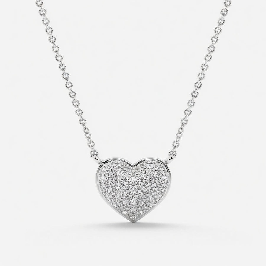 14K White Gold Pavé Heart Lab-Grown Diamond Pendant (1.05 CTW – D–F / VS1–VS2)