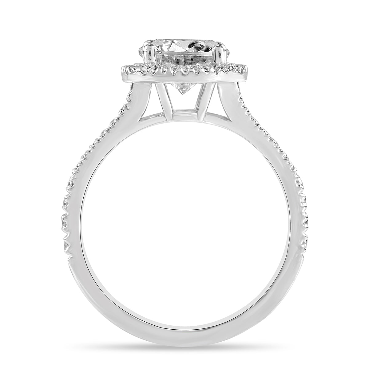Victoria 3.38 ct Lab Grown Round Cut Halo Split Shank Diamond Engagement Ring