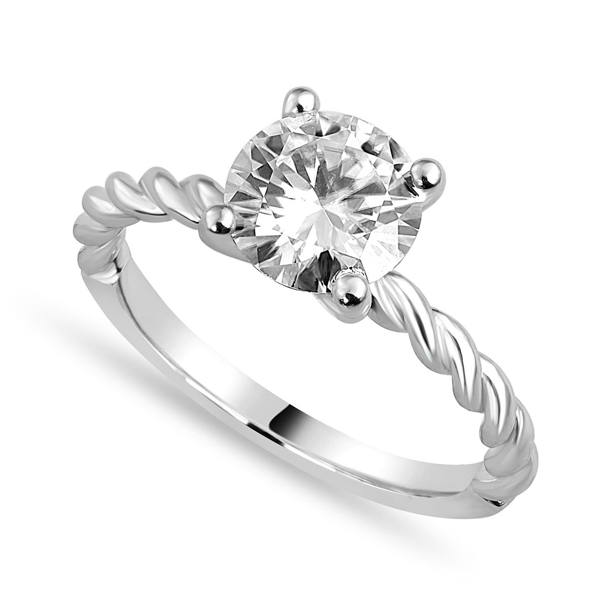 Aurora 1 ct Lab Grown Round Cut Twist Rope Diamond Engagement Ring