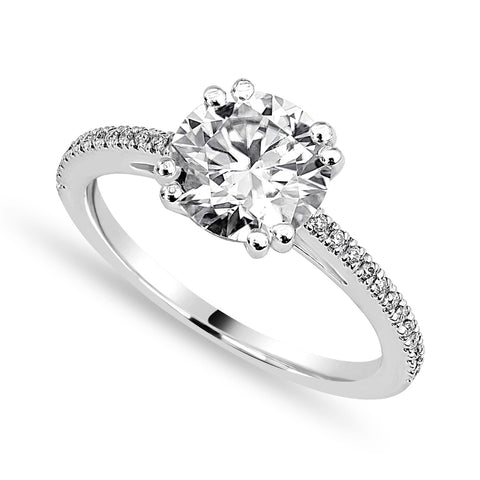 Amelie 1.41 ct Lab Grown Cushion Cut Split Shank Halo Diamond Engagement Ring.
