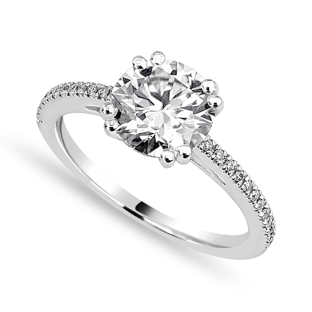 Amelie 2.91 ct Lab Grown Cushion Cut Split Shank Halo Diamond Engagement Ring.