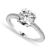 Amelie 3.41 ct Lab Grown Cushion Cut Split Shank Halo Diamond Engagement Ring.