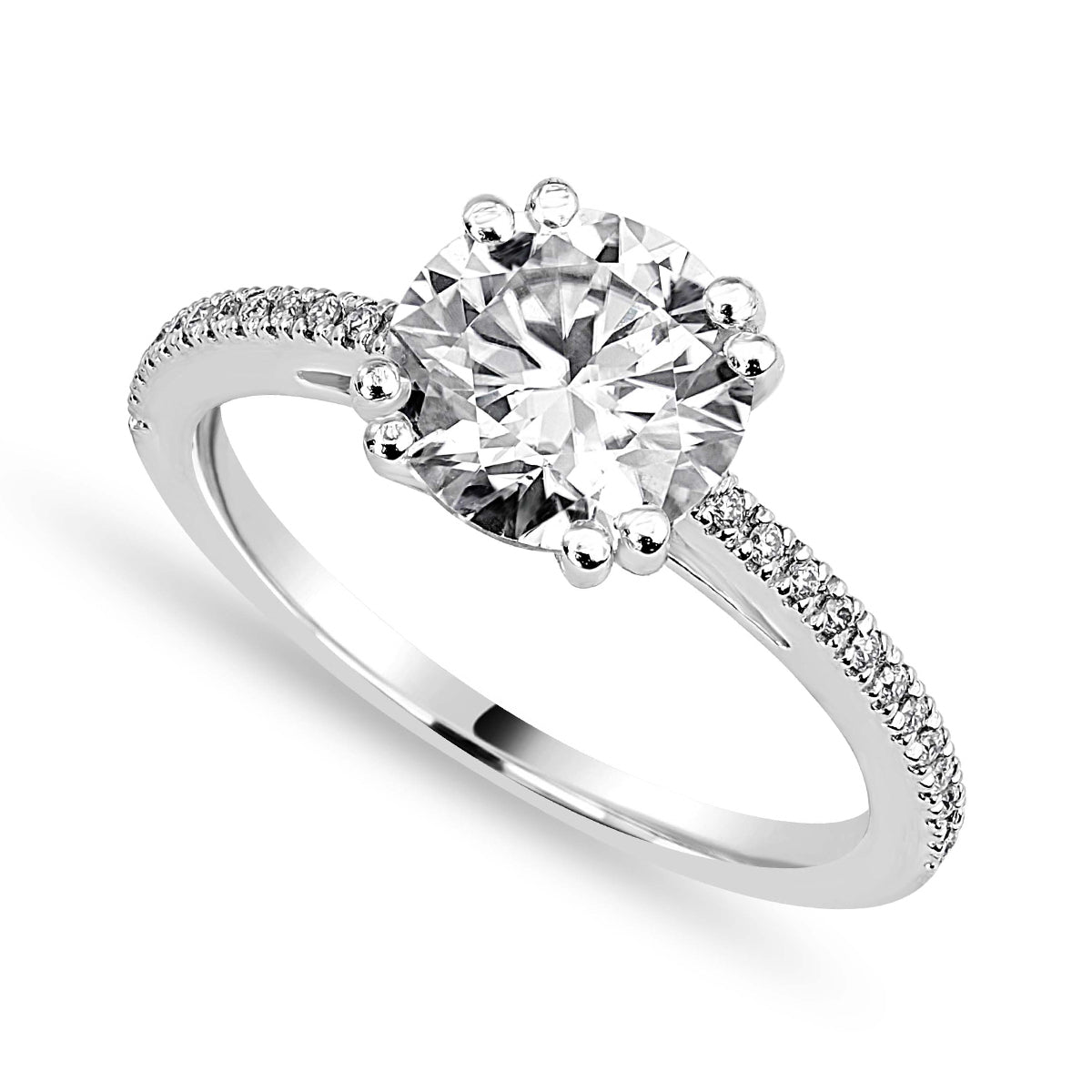Amelie 1.91 ct Lab Grown Cushion Cut Split Shank Halo Diamond Engagement Ring.
