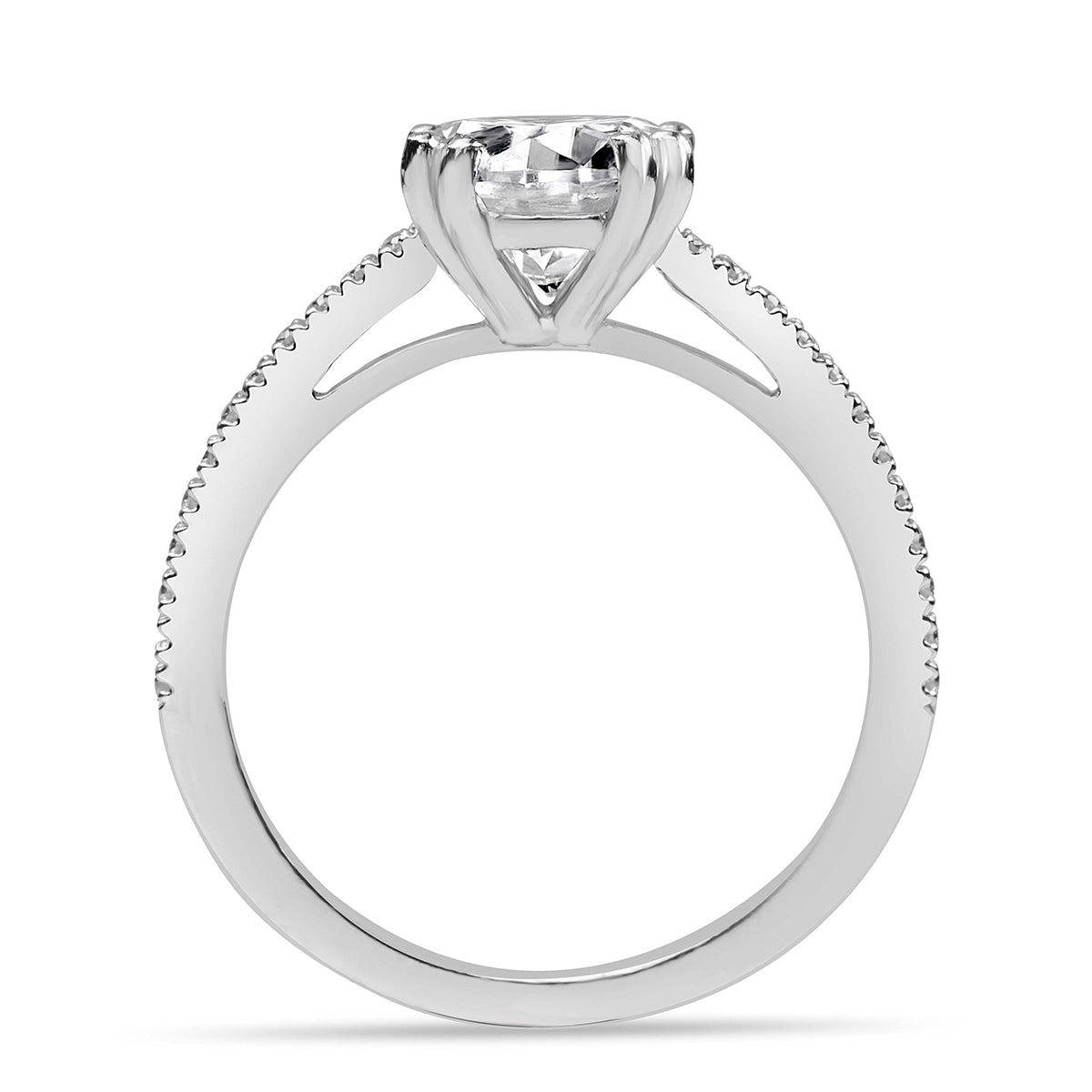 Amelie 2.91 ct Lab Grown Cushion Cut Split Shank Halo Diamond Engagement Ring.