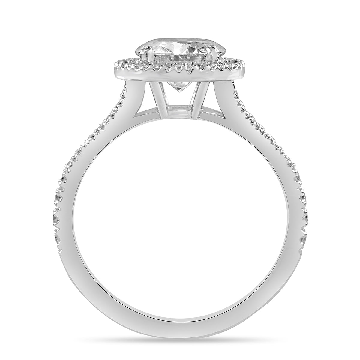 Mila 2.31 ct Lab Grown Round Cut Split Shank Halo Diamond Engagement Ring