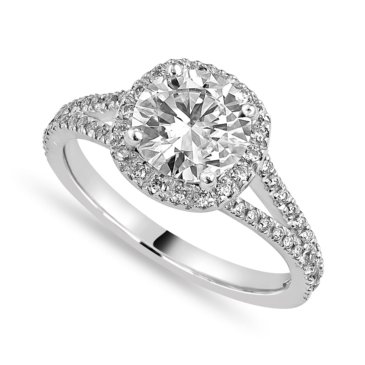 Layla 1.4 ct Lab Grown Round Cut Split Shank Halo Diamond Engagement Ring