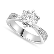 Natalia 3.42 ct Lab Grown Round Cut Double Row Pave Diamond Engagement Ring
