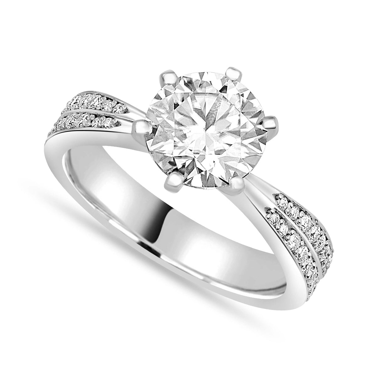 Natalia 2.92 ct Lab Grown Round Cut Double Row Pave Diamond Engagement Ring