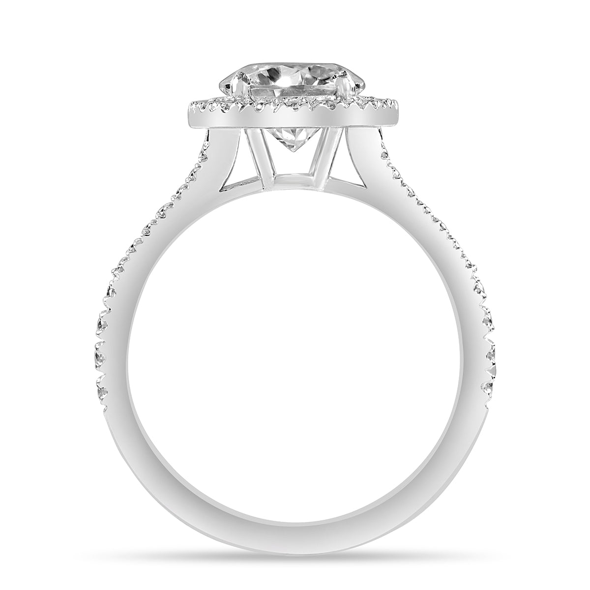 Luna 2.82 ct Lab Grown Round Cut Halo Split Shank Diamond Engagement Ring