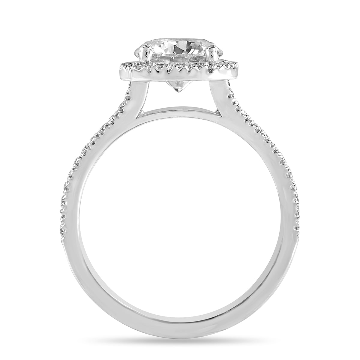 Alice 1.42 ct Lab Grown Round Cut Halo Split Shank Diamond Engagement Ring