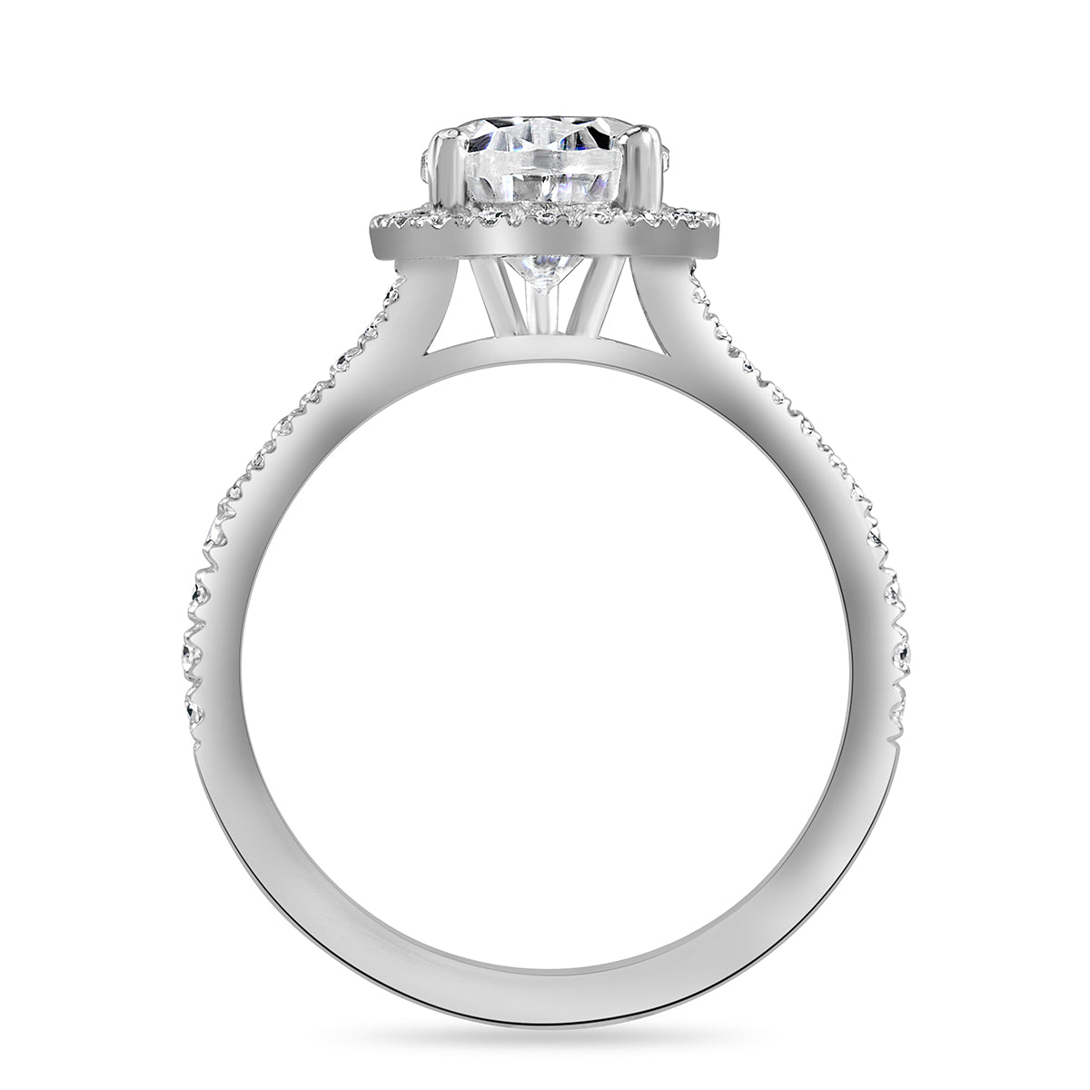 Clara 1.9 ct Lab Grown Pear Cut Halo Split Shank Diamond Engagement Ring