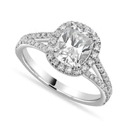 Eva 2.92 ct Lab Grown Cushion Cut Halo Split Shank Diamond Engagement Ring