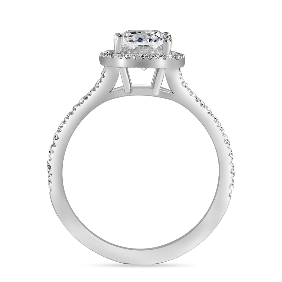 Eva 1.92 ct Lab Grown Cushion Cut Halo Split Shank Diamond Engagement Ring