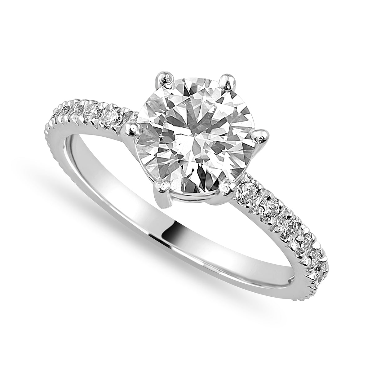 Nora 1.7 ct Lab Grown Round Cut Classic 6 Prong Diamond Engagement Ring
