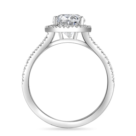Leah 2.89 ct Lab Grown Oval Cut Halo Split Shank Diamond Engagement Ring