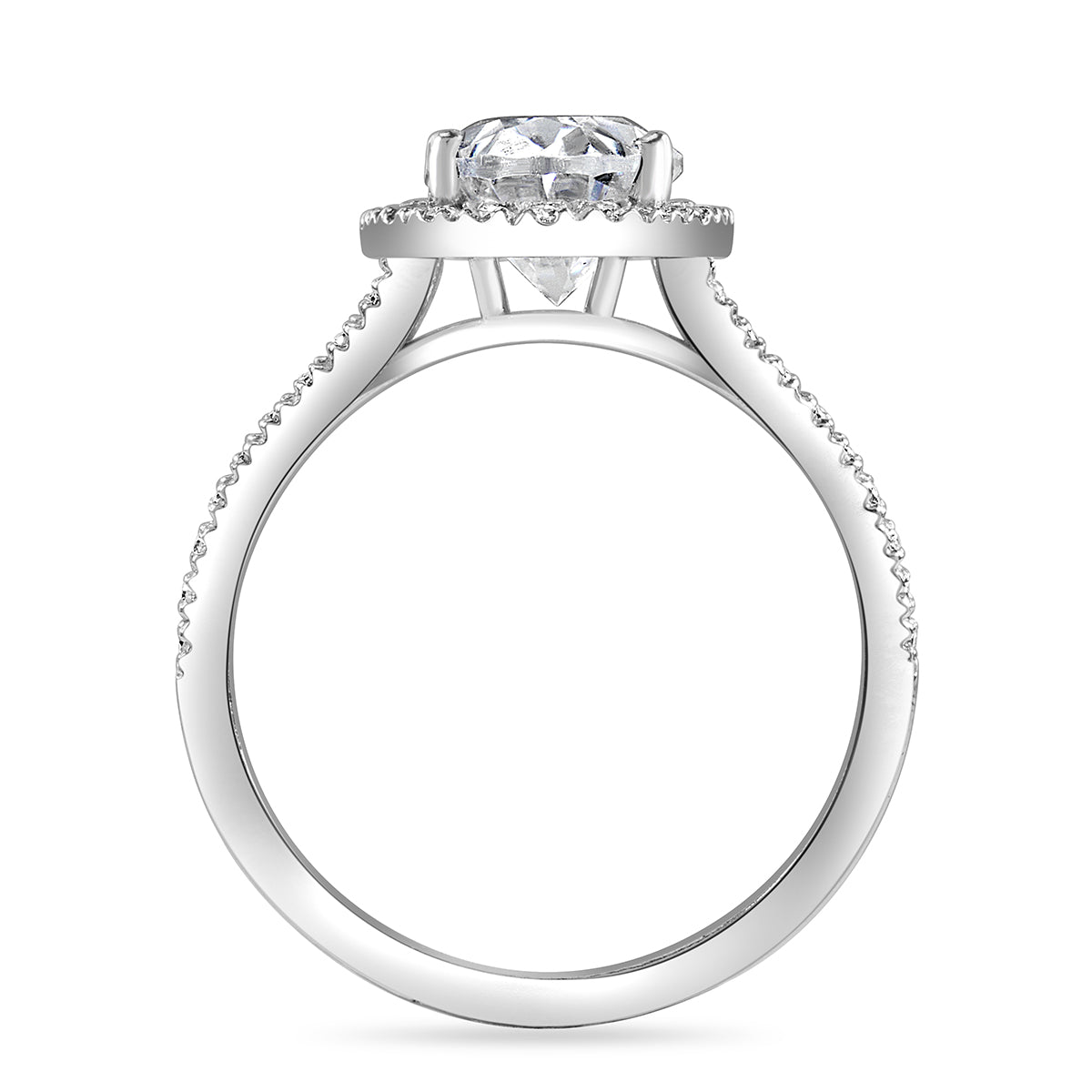 Leah 2.89 ct Lab Grown Oval Cut Halo Split Shank Diamond Engagement Ring
