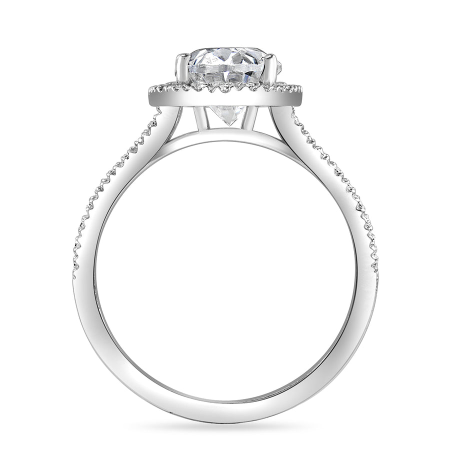 Leah 1.39 ct Lab Grown Oval Cut Halo Split Shank Diamond Engagement Ring