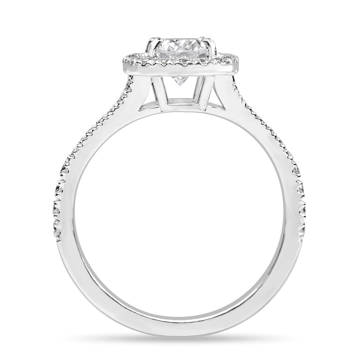 Stella 2.31 ct Lab Grown Cushion Cut Halo Split Shank Diamond Engagement Ring