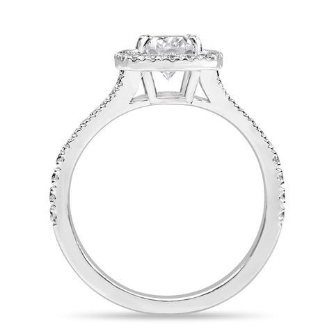 Stella 2.81 ct Lab Grown Cushion Cut Halo Split Shank Diamond Engagement Ring