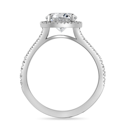 Hannah 2.91 ct Lab Grown Cushion Cut Split Shank Halo Diamond Engagement Ring