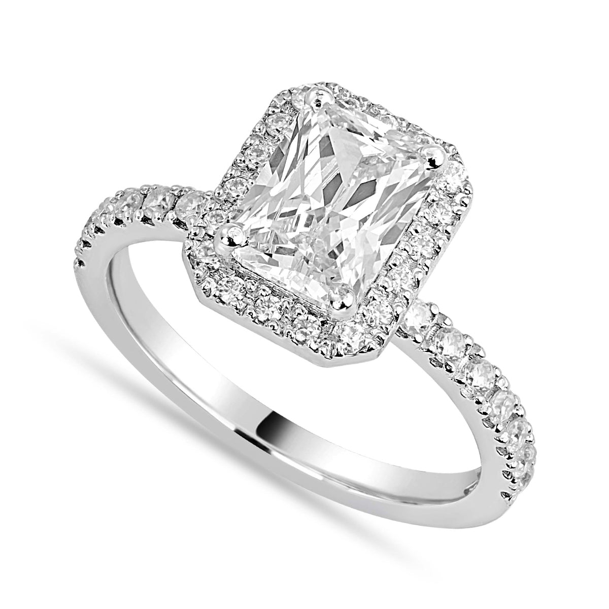 Lucy 1.37 ct Lab Grown Radiant Cut Halo Pave Diamond Engagement Ring