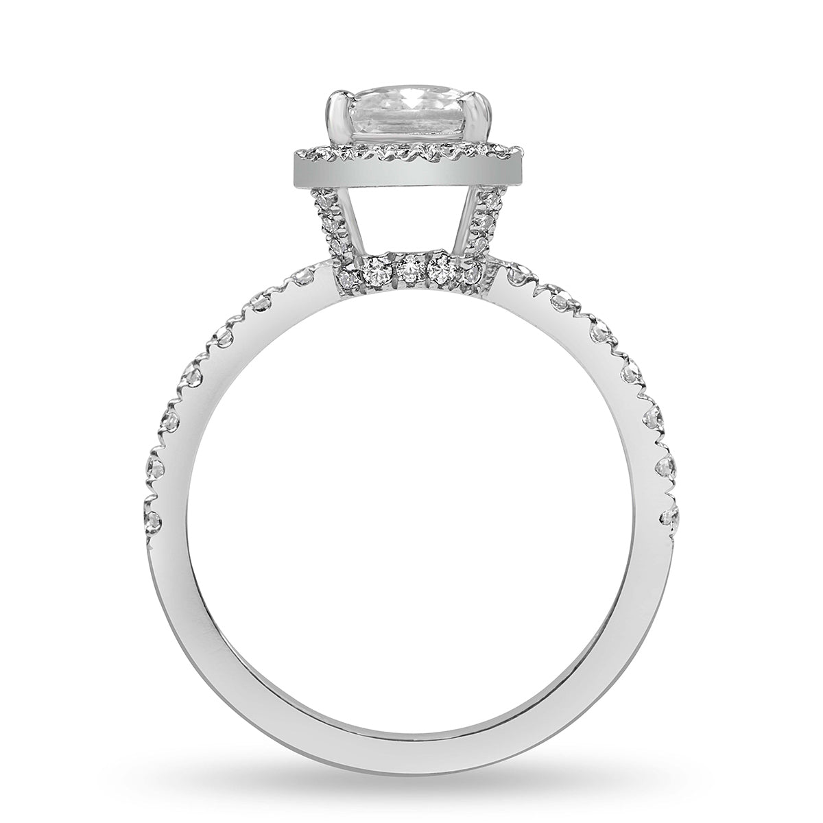Lucy 1.87 ct Lab Grown Radiant Cut Halo Pave Diamond Engagement Ring