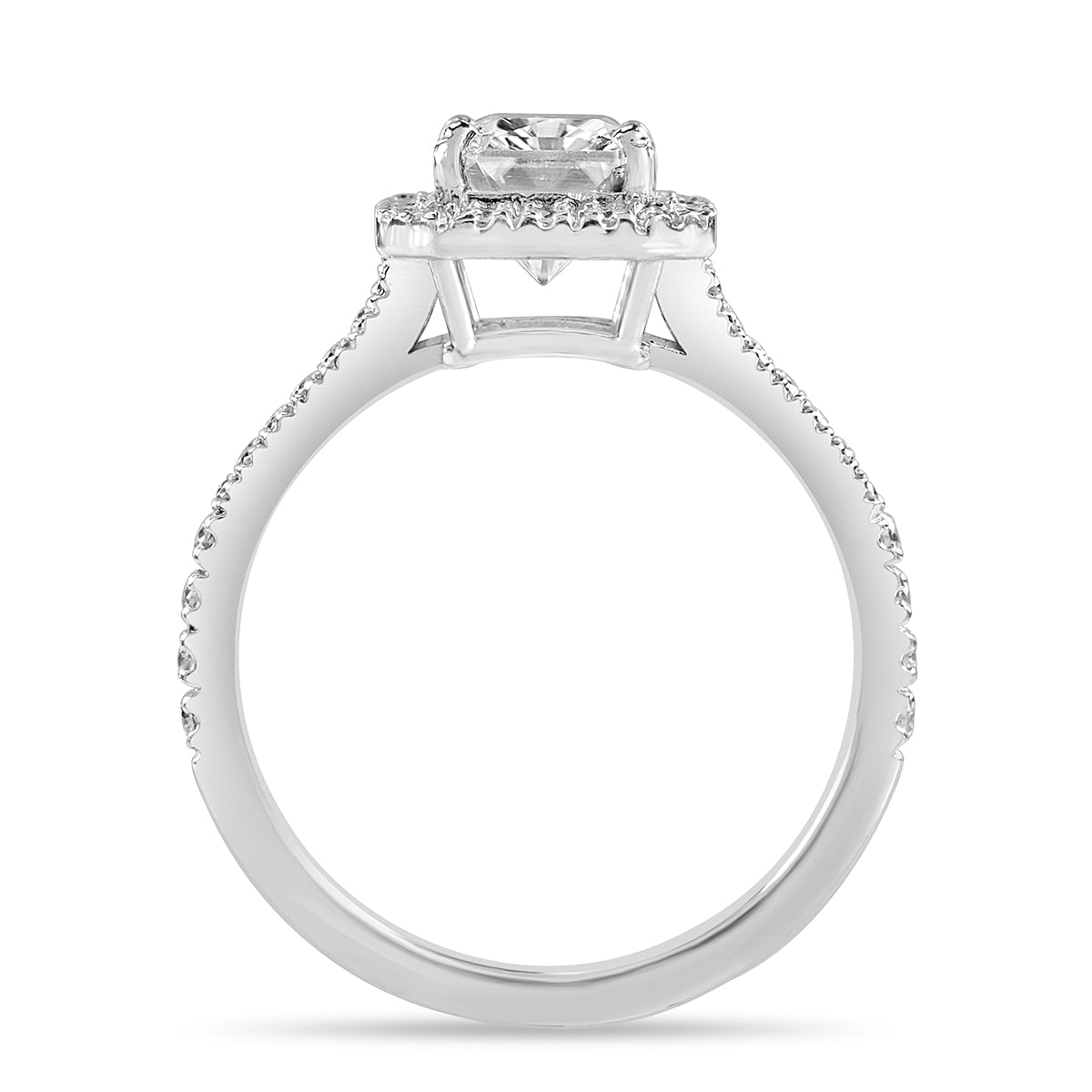 Anna 1.83 ct Lab Grown Emerald Cut Halo Split Shank Diamond Engagement Ring
