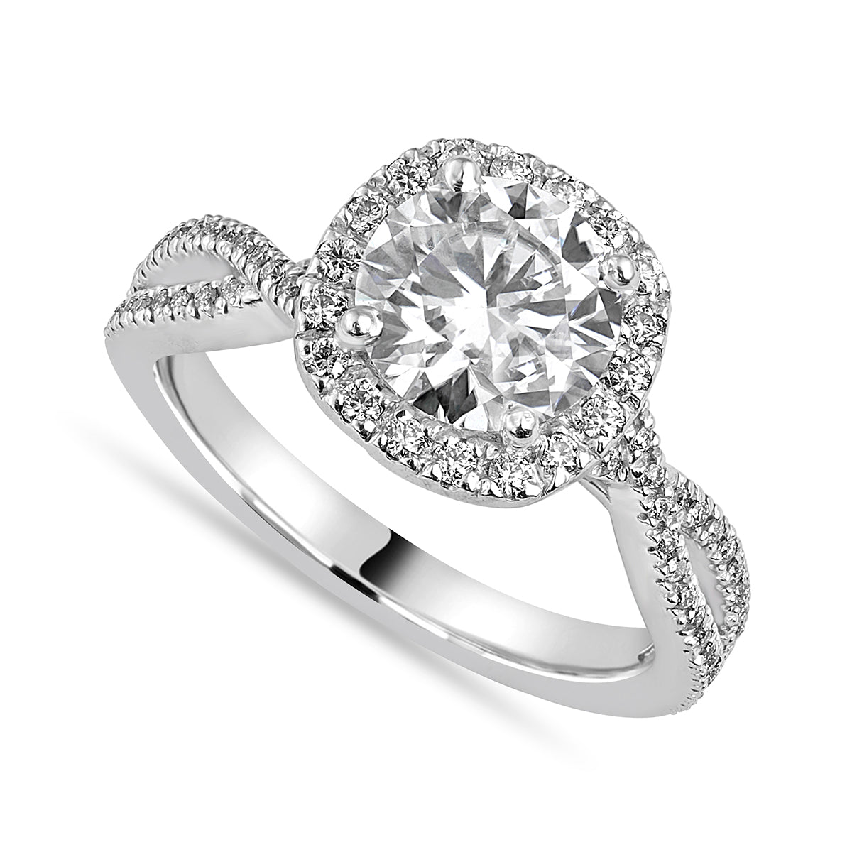 Eliana 3.37 ct Lab Grown Round Cut Halo Pave Diamond Engagement Ring