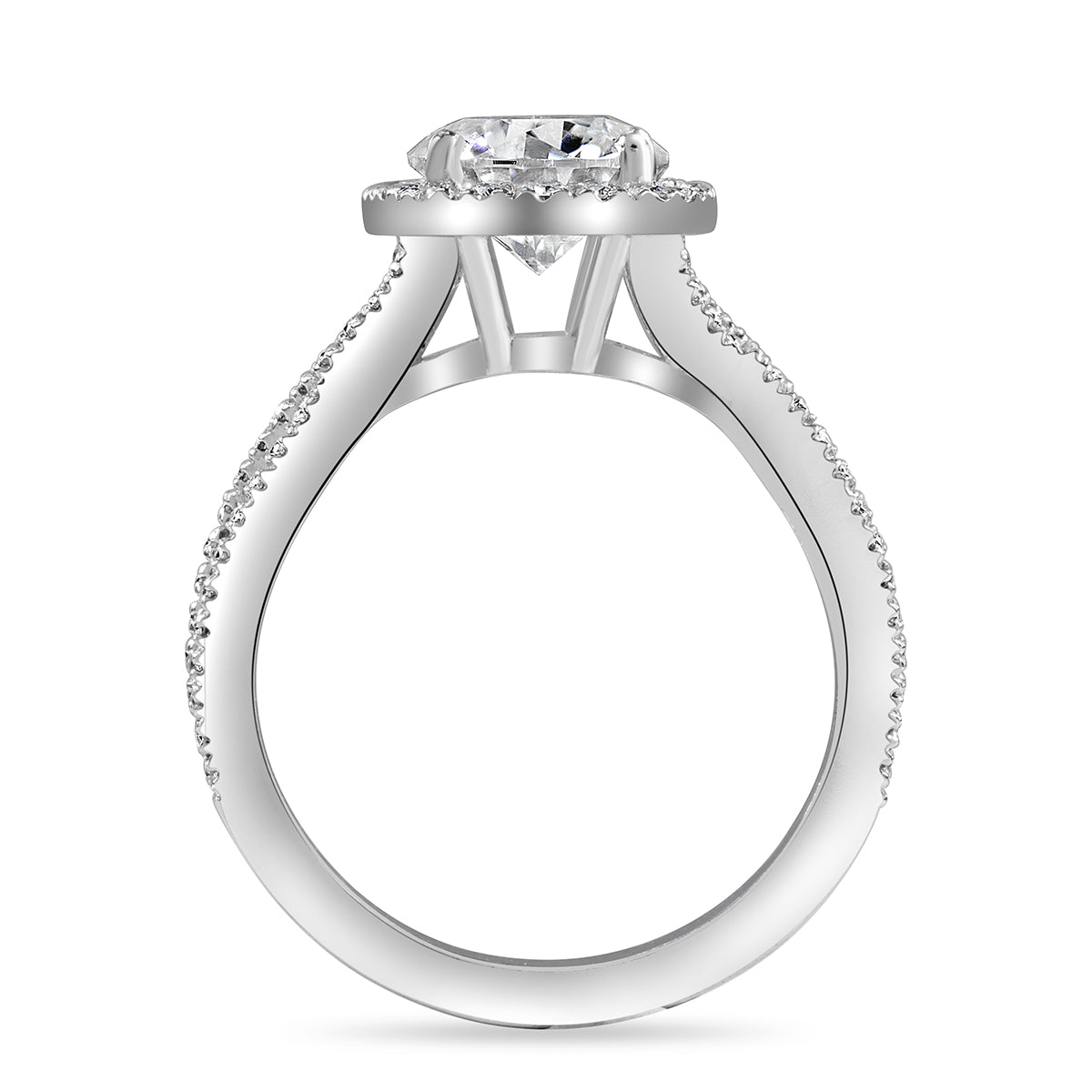 Eliana 3.37 ct Lab Grown Round Cut Halo Pave Diamond Engagement Ring