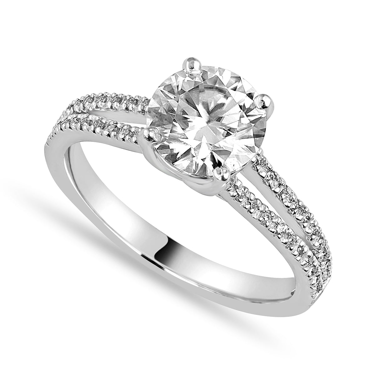 Gabriella 1.72 ct Lab Grown Round Cut Pave 4 Prong Diamond Engagement Ring