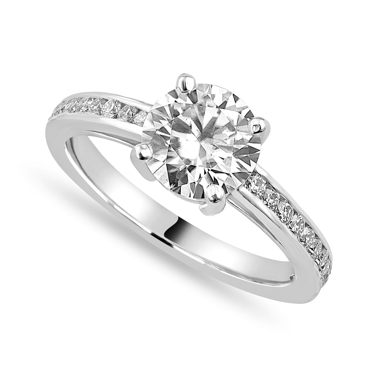 Emilia 3.28 ct Lab Grown Round Cut Channel Set Diamond Engagement Ring