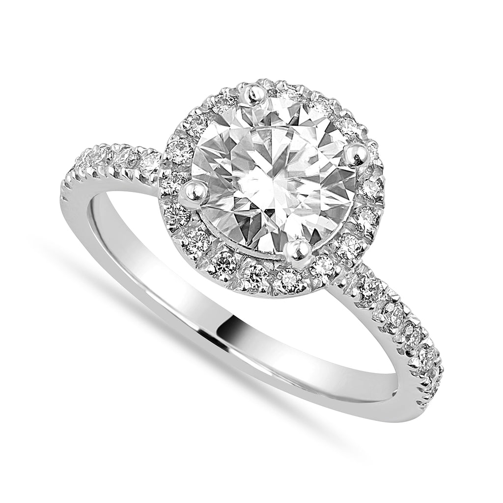 Lila 1.42 ct Lab Grown Round Cut Pave Halo Diamond Engagement Ring